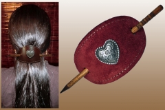 Heart Concho Leather Hair Barrette