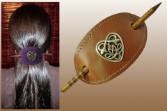 Celtic Heart Concho Leather Hair Barrette