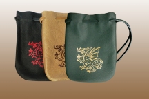Dragon Imprint Medium Leather Pouch