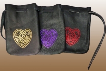 Celtic Heart Imprint Medium Leather Pouch