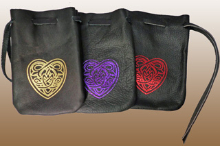 Celtic Heart Imprint Medium Leather Pouch