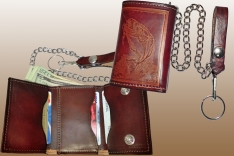 Embossed Leather Trifold Trucker Wallet