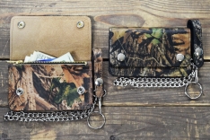 Small Camo Leather Trucker Wallet